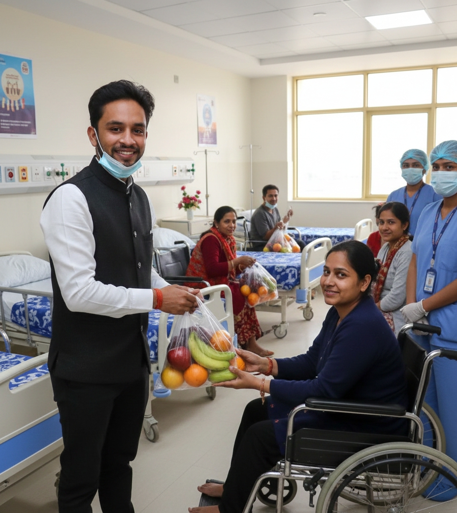 साथियों, हेमाडिया हॉस्पिटल भोपाल, मध्य प्रदेश,प्रधानमंत्री जन जागरण अभियान के राष्ट्रीय अध्यक्ष खत्री जी तथा संगठन के क्षेत्रीय पदाधिकारीयो द्वारा अस्पताल में जाकर अस्पताल अहमदिया भोपाल में उपचार करा रहे मरीज को फल वितरण किए और मरीजों के हालचाल के बार