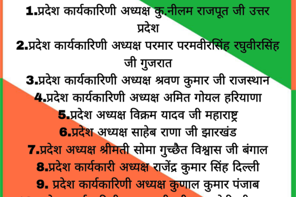 प्रधानमंत्री जन जागरण अभियान संपूर्ण प्रदेश अध्यक्ष सूची